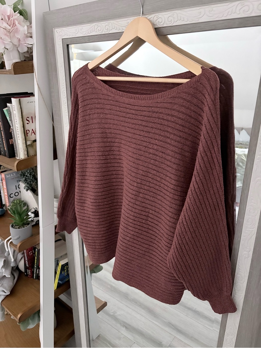 Brown Ribbed Knit Sweater - Picture 2 of 3